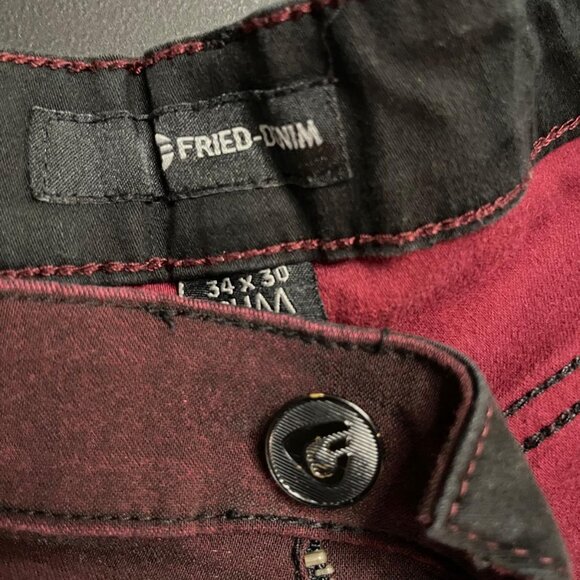 Set of Mens Burgundy Button up Shirt M with Jeans 34x30 - Picture 4 of 6